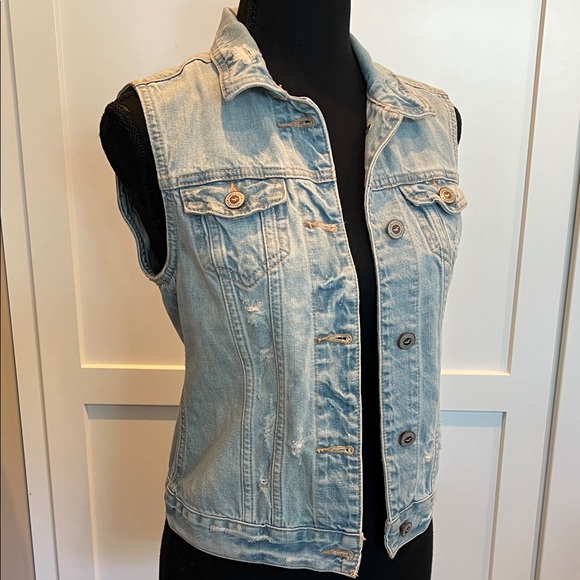 Hollister Jackets & Blazers - Hollister Embellished Light Blue Denim Vest